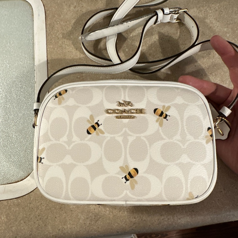 Coach White Crossbody Bag with Signature Monogram